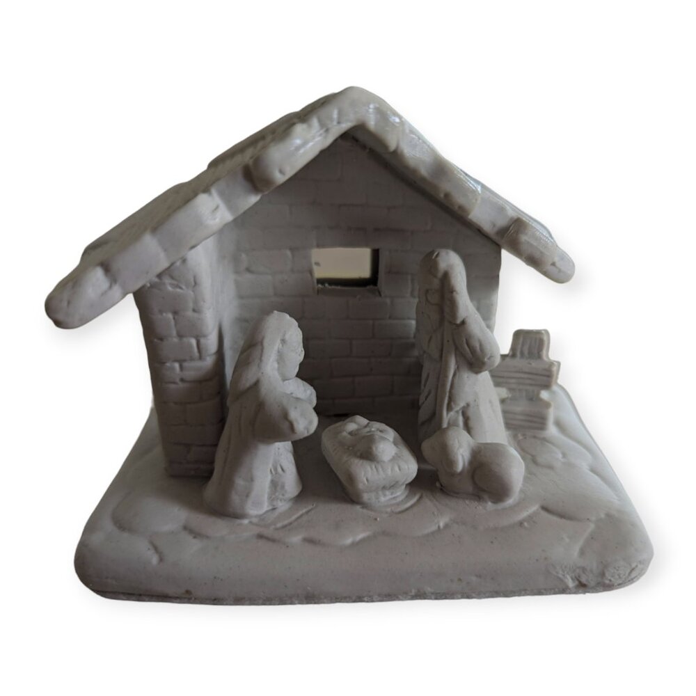 Vintage Ceramic White Nativity Scene